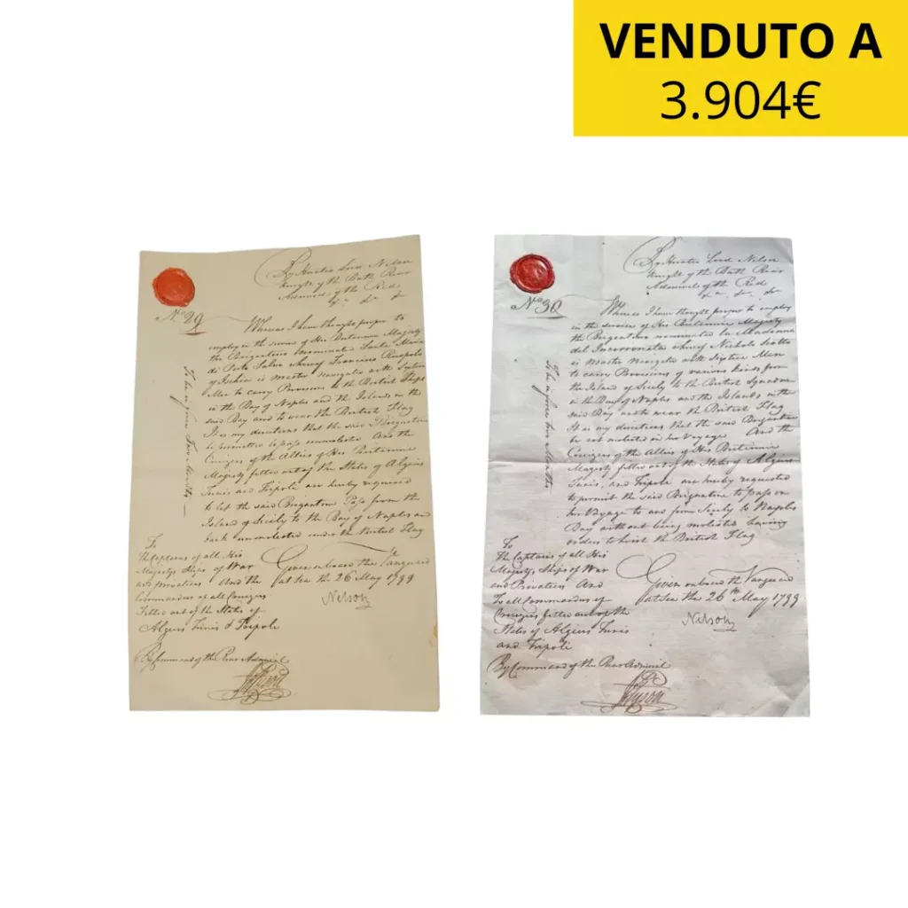 N. 2 lettere dell'ammiraglio Nelson